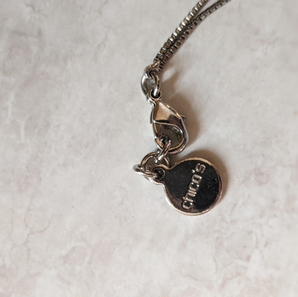 Chico's 90s Style Silver & Cubic Zirconia Pendant Necklace 17.5" Chain - Picture 3 of 4